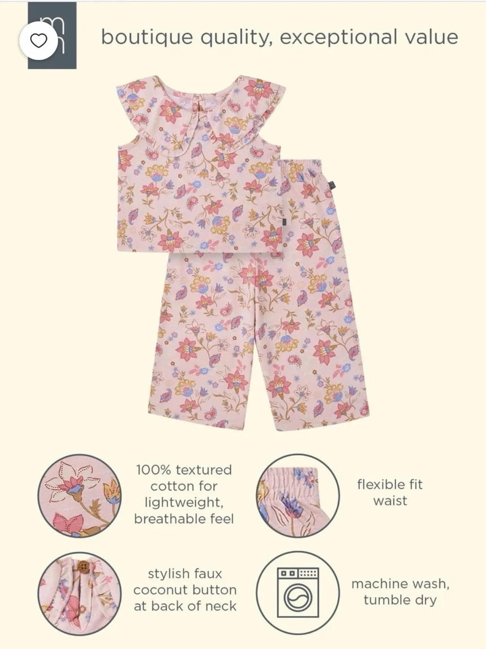 Modern Moments by Gerber Toddler Girl Smocked Top and Pant Outfit, 12M, NWT